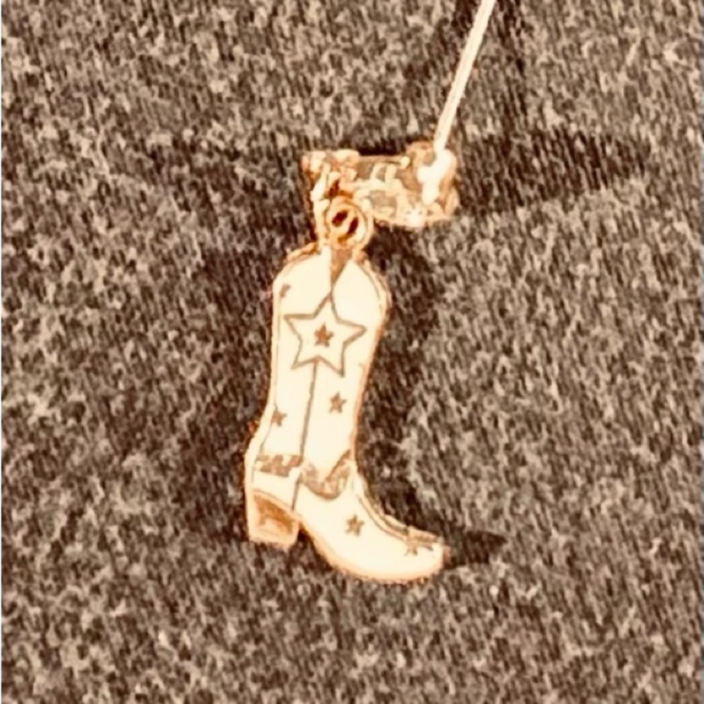 Earrings Cowboy Boot white&gold NWOT